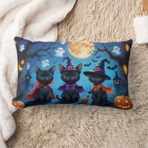 Cojín Lumbar Black Cats Pumpkin Halloween Funny