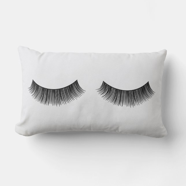 Cojín Lumbar Black Eyelashes On White (Anverso)
