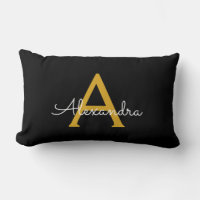 Black Gold Girly Script Monograma Nombre moderno
