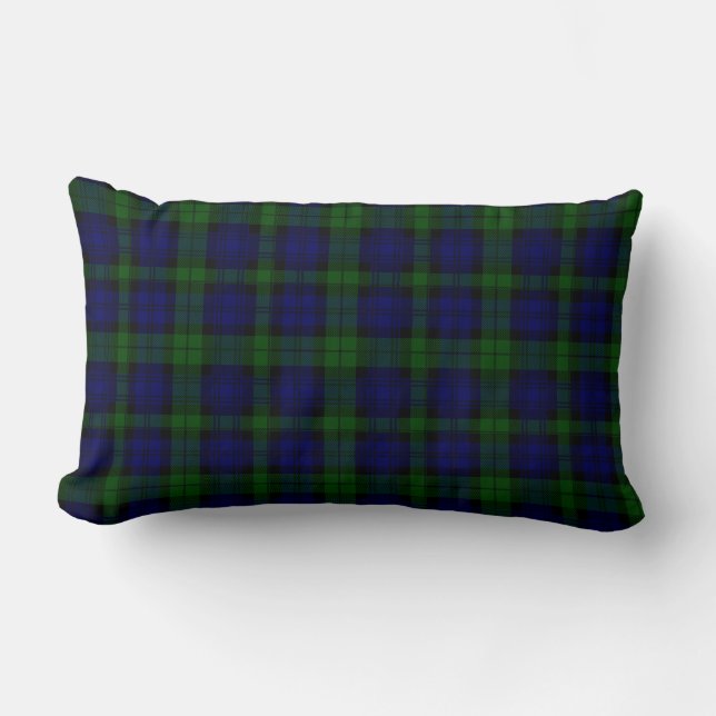 Cojín Lumbar Black Watch Tartan Blue Green Plage (Anverso)