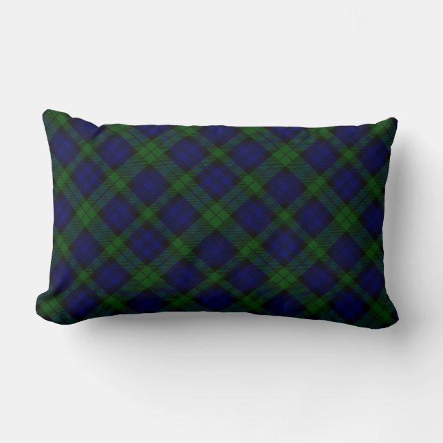Cojín Lumbar Black Watch Tartan Blue Green Plage (Anverso)