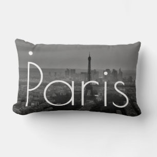 Cojín Lumbar Black White Eiffel Tower Paris Francia Travel