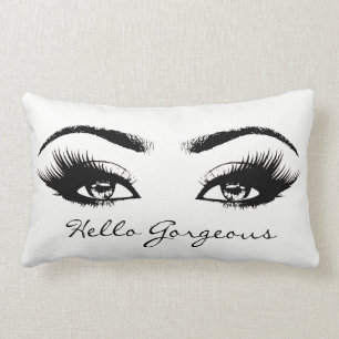 Cojín Lumbar Black White Eyes Makeup Lash Hola Gorgeo