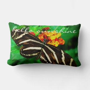 Cojín Lumbar Black White Strips Butterfly Photo Hello Sunshine