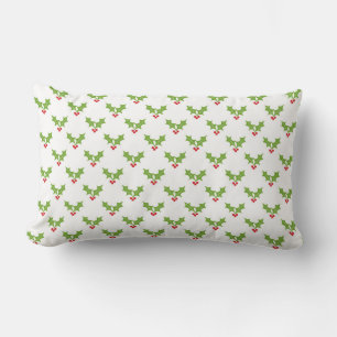 COJÍN LUMBAR BLANCO CON NAVIDADES VERDE Y ROJO HOLLY BERRY LEAV