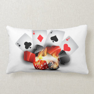 Cojín Lumbar Blanco del casino del póker de la llama