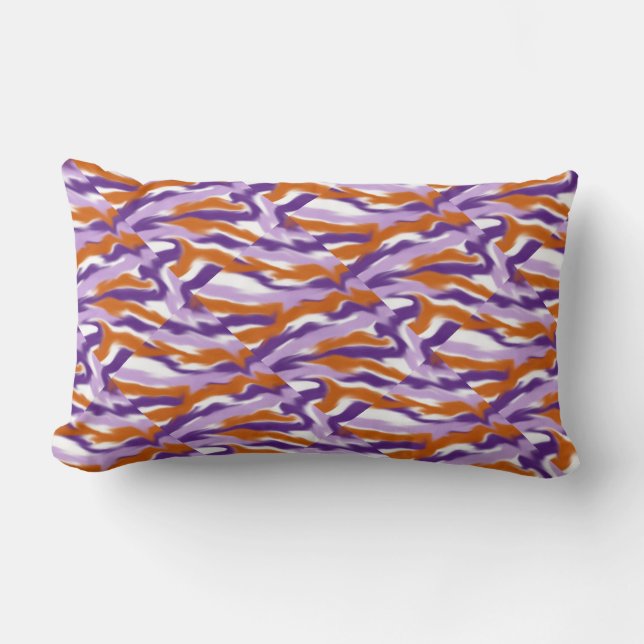 Cojín Lumbar Blanco, lavanda, morado oscuro, naranja Pillow (Anverso)
