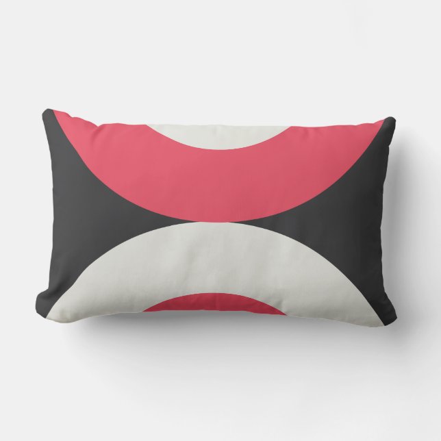 Cojín Lumbar Blanco y gris rosado moderno de mediados de siglo (Anverso)