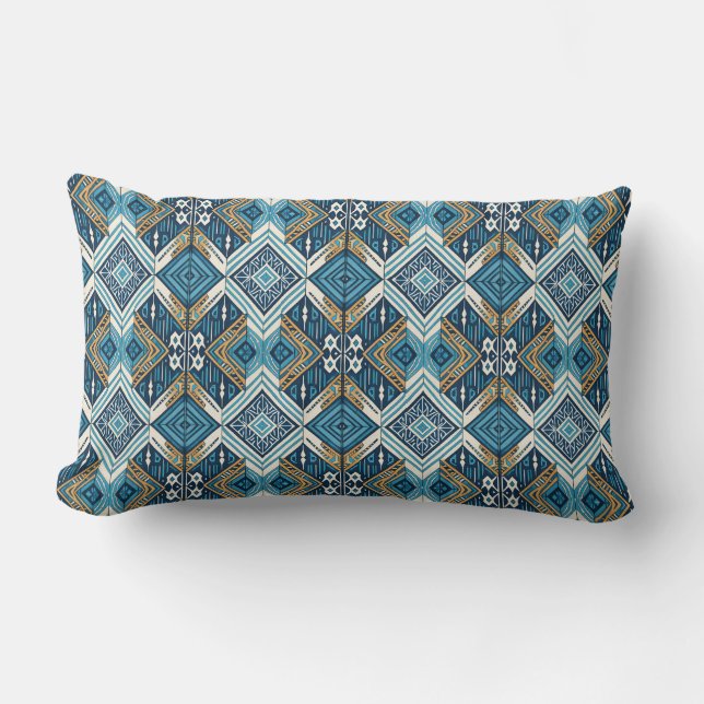 Cojín Lumbar Blaue symetrisches Boho Muster 18583 b xl (Anverso)