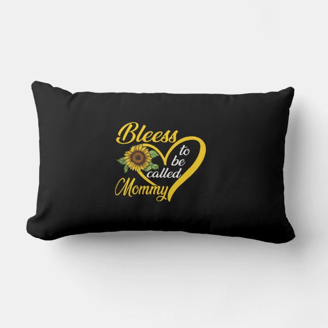 Cojín Lumbar Blessed To Be Called Mommy Sunflower Heart Mothers (Anverso)