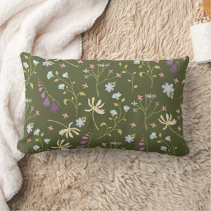 Cojín Lumbar Bloom de flor de patrón floral de 13" x 21"