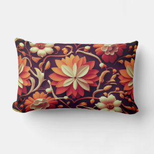 Cojín Lumbar "Bloom Retro - Patrón floral sin foco