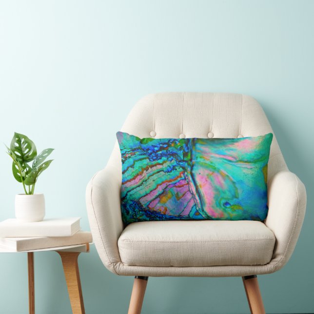 Cojín Lumbar Blue Abalone Shell Accent Throw Pillow (Silla)