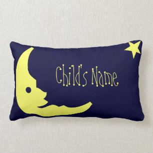 Cojín Lumbar Blue,almohada de luna de luna de nombre personaliz