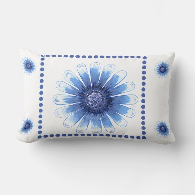 Cojín Lumbar Blue Daisy Lumbar Pillow (Anverso)