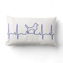 Blue Dog Heartbeat Lumbar Pillow