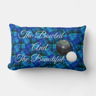 Cojín Lumbar Blue Funny Lawn Bown Tartan Design,