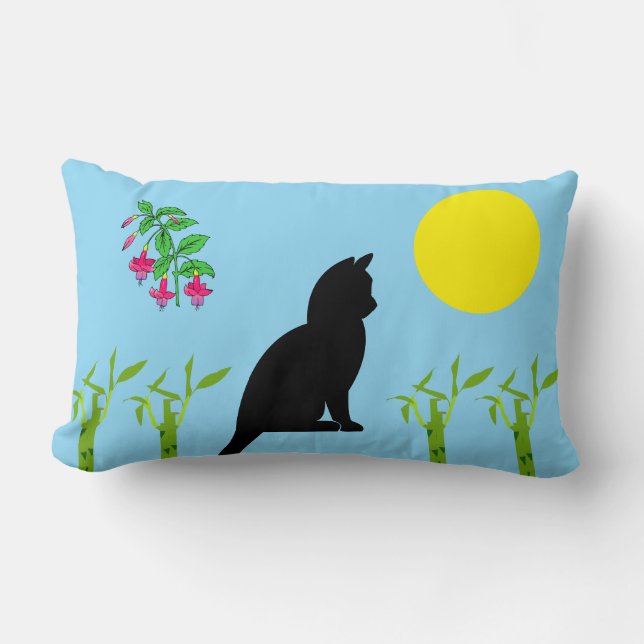 Cojín Lumbar Blue Haven Cat & Plants Lumbar Pillow (Anverso)