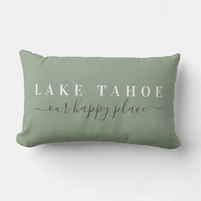 Cojín Lumbar Blue Lake Tahoe Happy Place Lumbar Pillow (Anverso)
