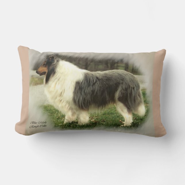 Cojín Lumbar Blue Merle Rough Collie Gifts (Anverso)