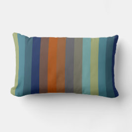 Cojín Lumbar Blue, orange, green, yellow and gray stripes
