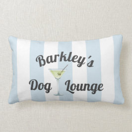 Cojín Lumbar Blue Stripes Funny Personalized Dog Lounge