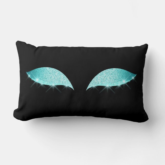 Cojín Lumbar Blue Tiffany Cat's Eye Sleep Purpurina Makeup Blac (Anverso)