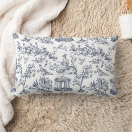 Cojín Lumbar Blue Toile de Jouy, estilo campestre francés