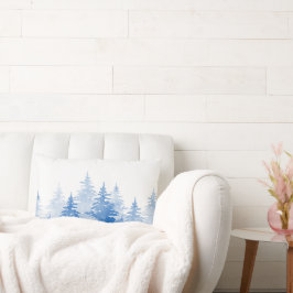 Cojín Lumbar Blue Watercolor Evergreen Trees