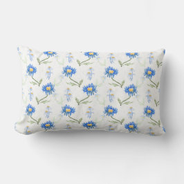 Cojín Lumbar Blue Watercolor Flowers