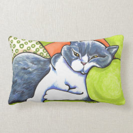Cojín Lumbar Blue White British Shorthair Cosy Off-Leash Art™