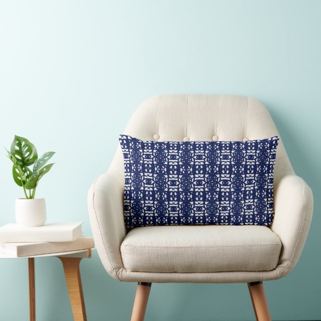 Cojín Lumbar Blue & White Unique Abstract Pattern (Silla)