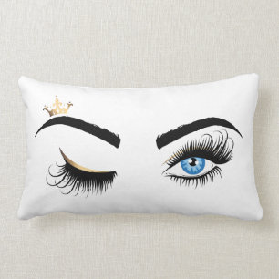 Cojín Lumbar Blue Winks Oyes Long Lashes Crown