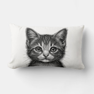 Cojín Lumbar Boceto adorable de gato joven