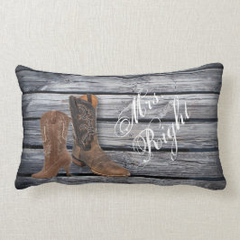 Cojín Lumbar Boda de Cowboy Occidental Rusn Barn Wood