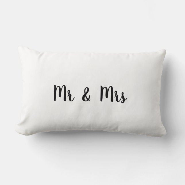 Cojín Lumbar boda de estilo de texto mínimo simple y blanco (Anverso)