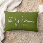 Cojín Lumbar Boda de verde, novia, regalo de compromiso<br><div class="desc">Pillow de nombre personalizado,  regalo de Boda,  Día del Farher,  cubierta de almohada de caligrafía personalizada,  Cojín decorativo de apellido,  regalo de compromiso,  Personalizado</div>
