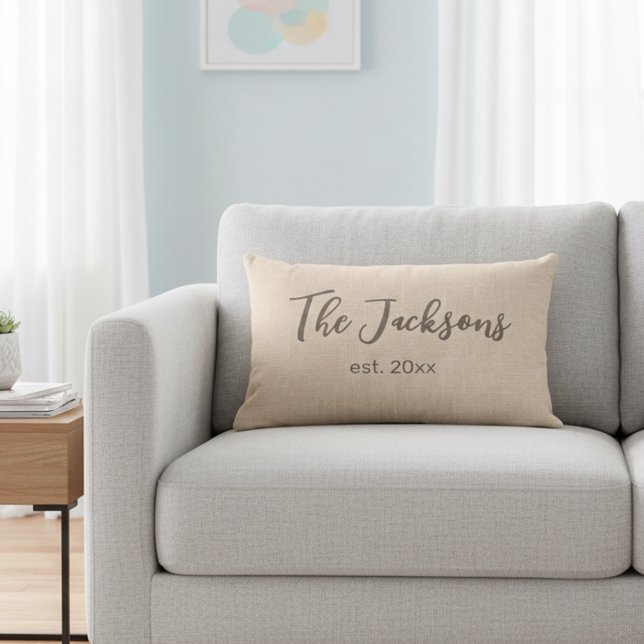 Cojín Lumbar Boda personalizada Lumbar Pillow con textura de yu (Personalized decorative family pillow.)