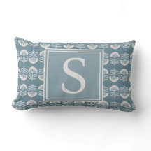 Boho Blue Floral Monogram Cushion