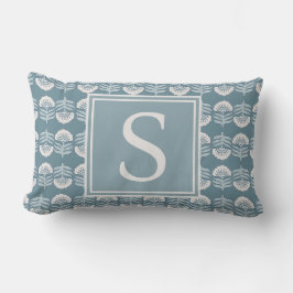 Cojín Lumbar Boho Blue Floral Monogram Cushion