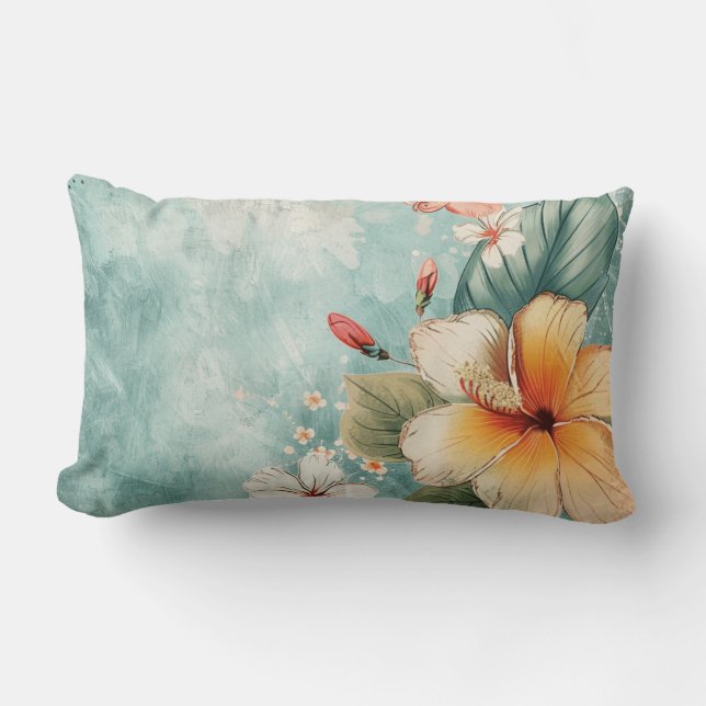 Cojín Lumbar Boho Breezy Tropical Flower (Anverso)