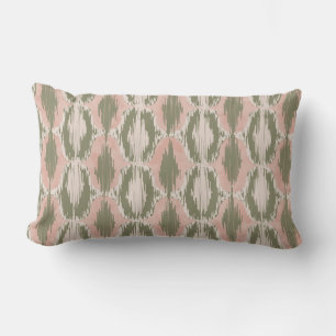 Cojín Lumbar Boho Rubor Rosa Olivo Ikat