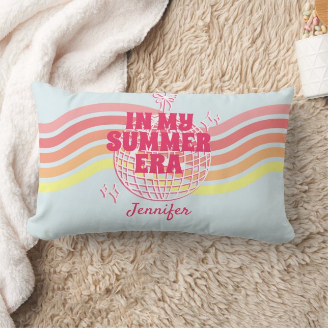 Cojín Lumbar Bola Disco Rosa Retro En Mi Era De Verano (Manta)