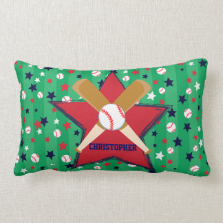 Cojín Lumbar Bola y estrellas personalizadas de bates de