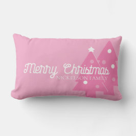 Cojín Lumbar Bonito en rosa Feliz Navidad Añadir texto
