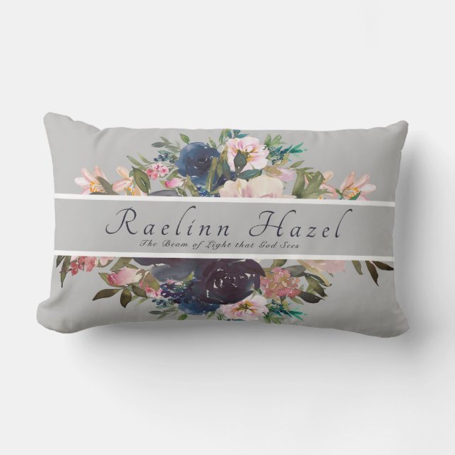 Cojín Lumbar Bonito Floral Personalizada Significado Nombra De  (Anverso)