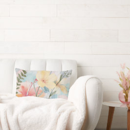 COJÍN LUMBAR BONITO MODERNO DE FLORES PASTEL