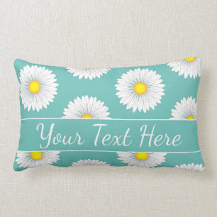 Cojín Lumbar Bonitos Pequeñas Daisies - Verde azulado
