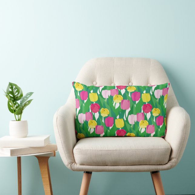 Cojín Lumbar Bonitos tulipanes. (Silla)