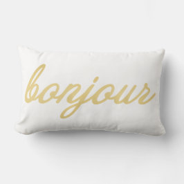 Cojín Lumbar Bonjour Gold Script White